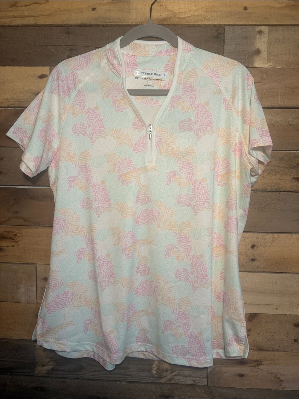 Pebble Beach Pastel Zip-Neck Short Sleeve Top - Pink, Mint, Peach set w/skirt